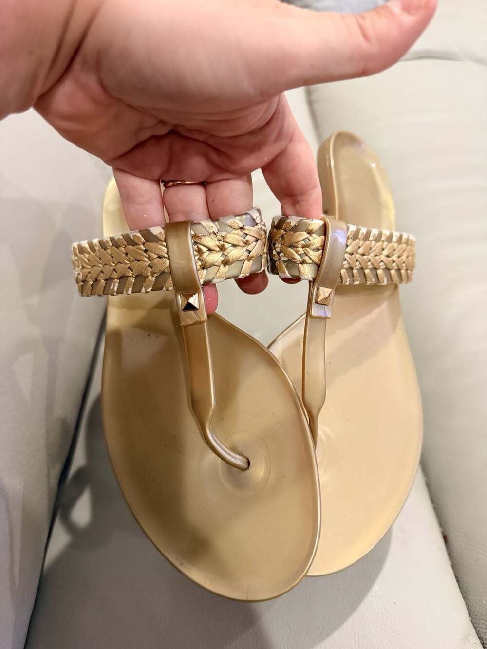 Jack Rogers Tinsley Gold Leather Braided